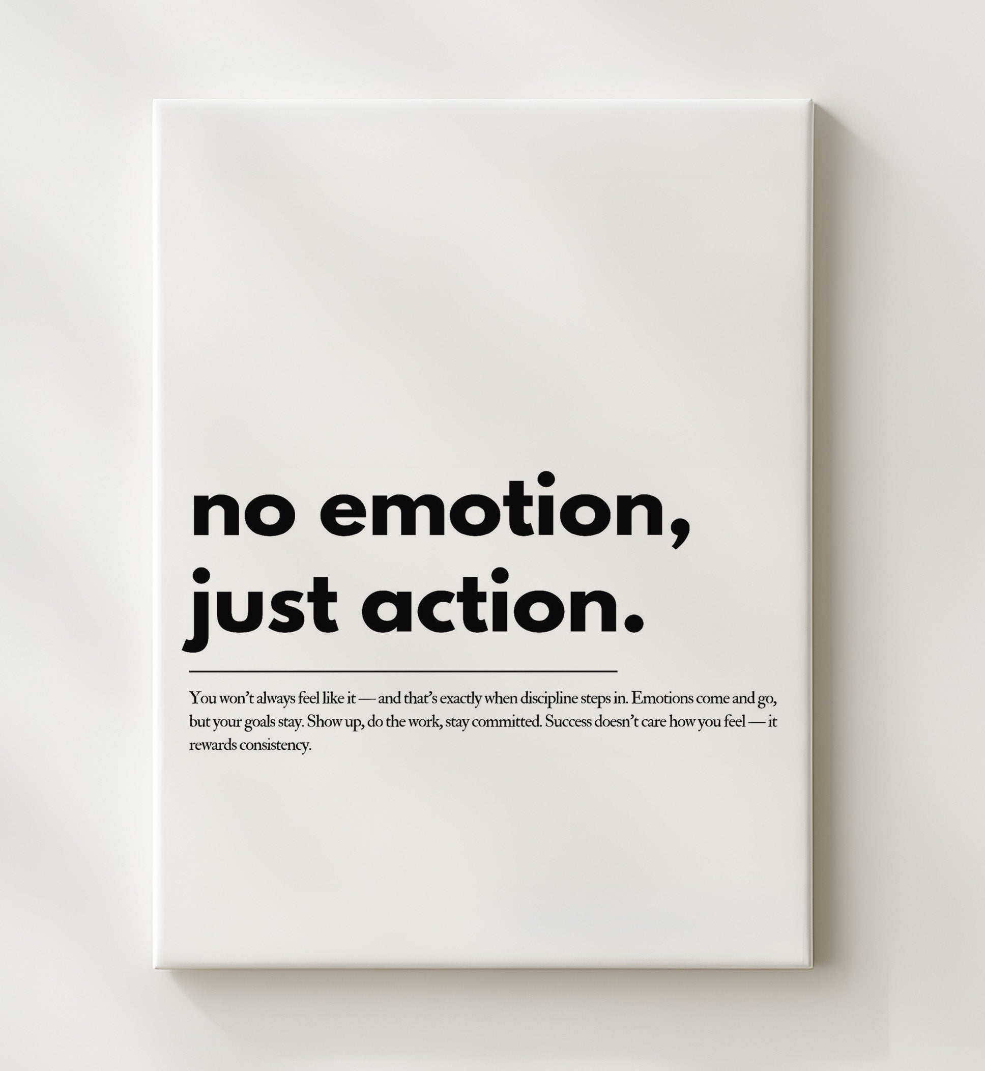 No Emotion Just Action Vintage Wall Art 20x24 Canvas motivational quote wall art print – Inspirational Quote Wall Art decor