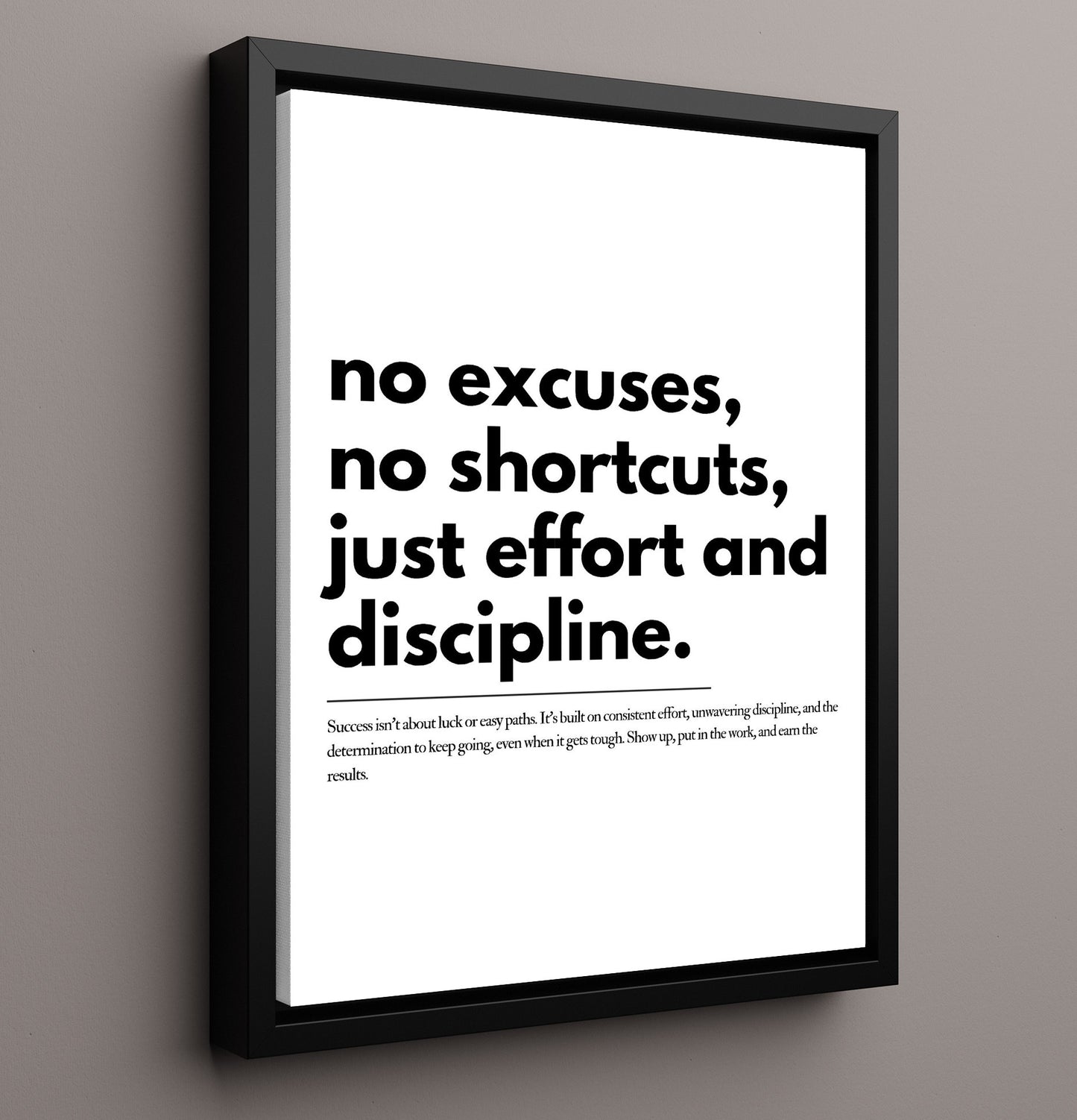 No Excuses No Shortcuts Just Effort and Discipline Vintage Wall Art 16x20 Framed Canvas motivational quote wall art print – Inspirational Quote Wall Art decor