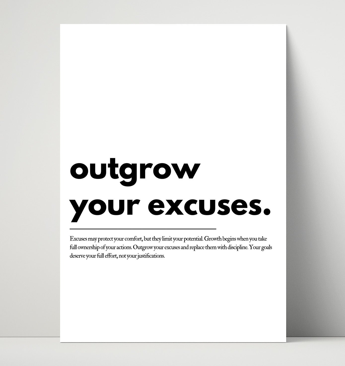 Outgrow Your Excuses Vintage Wall Art 16x20 Unframed Print motivational quote wall art print – Inspirational Quote Wall Art decor