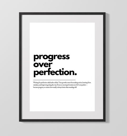 Progress Over Perfection Vintage Wall Art 16x20 Gallery Framed Artwork wall art print – vintage decor