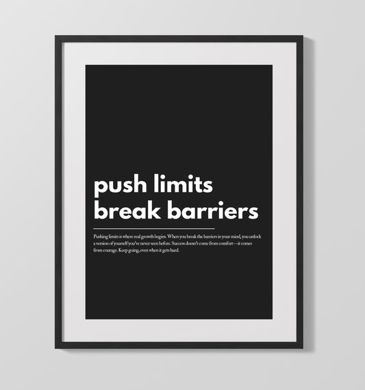 Push Limits Break Barriers Vintage Wall Art 16x20 Gallery Framed Artwork wall art print – vintage decor