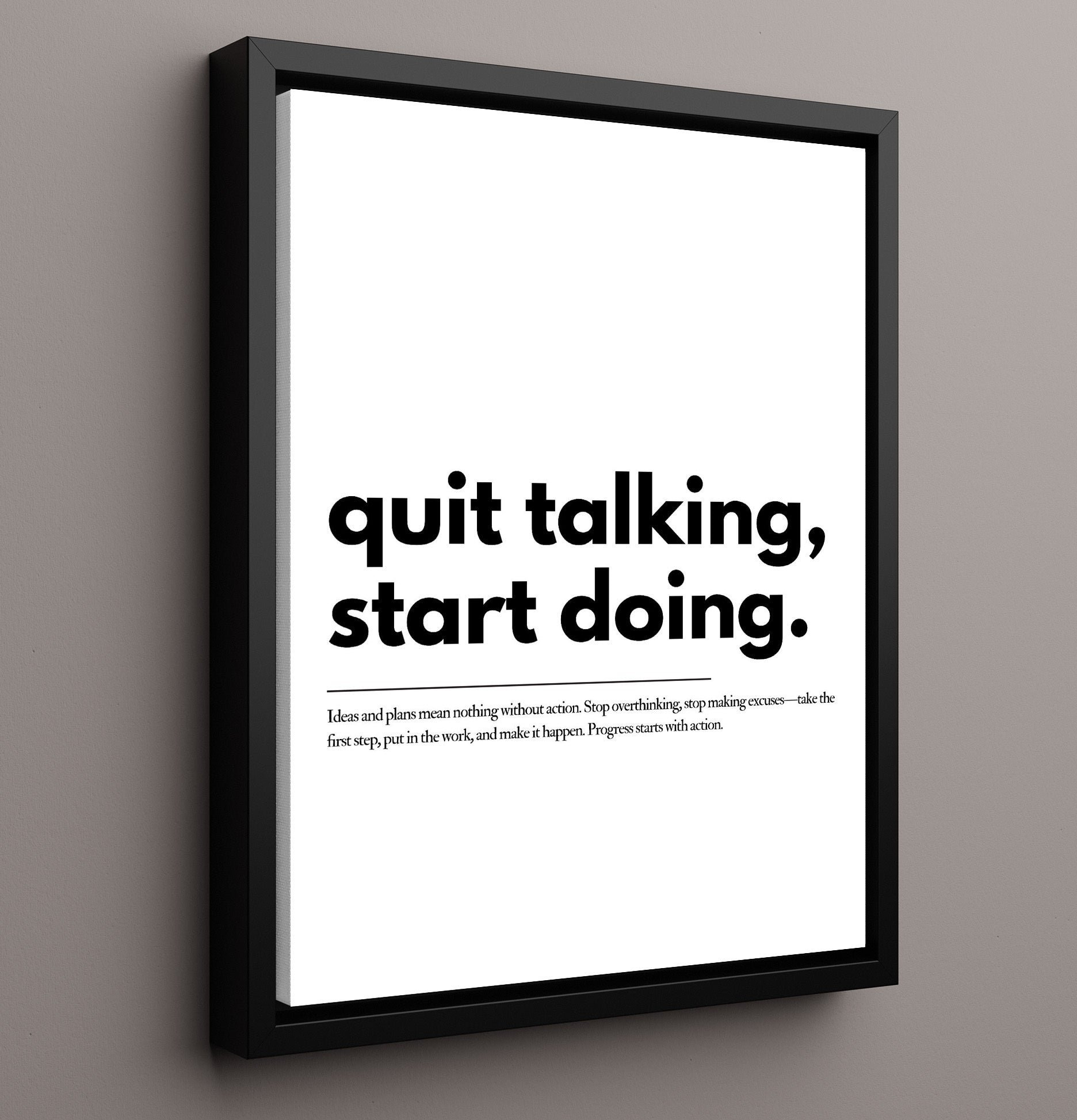 Quit Talking Start Doing Vintage Wall Art 16x20 Framed Canvas motivational quote wall art print – Inspirational Quote Wall Art decor