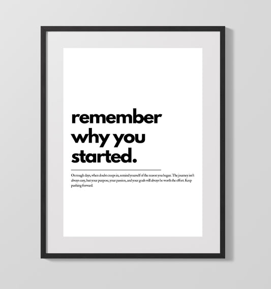 Remember Why You Started Vintage Wall Art 16x20 Gallery Framed Artwork wall art print – vintage decor