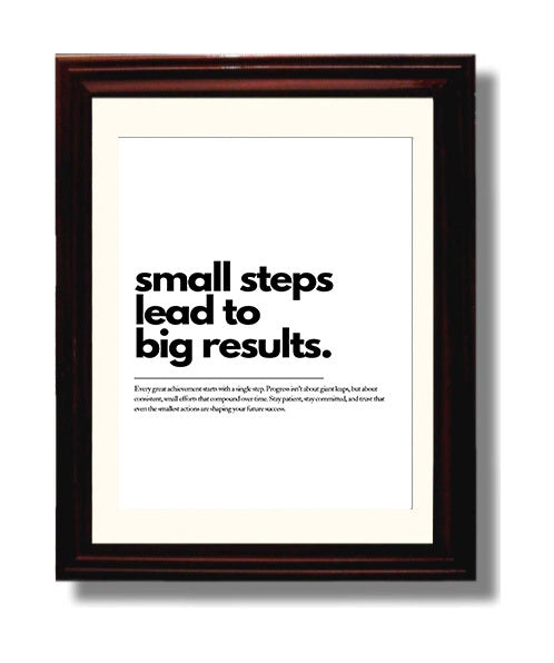 Small Steps Lead to Big Results Vintage Wall Art 8x10 Beveled Frame motivational quote wall art print – Inspirational Quote Wall Art decor
