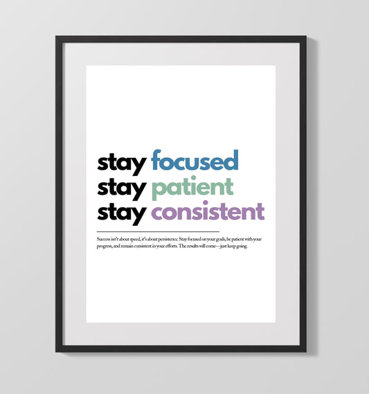 Stay Focused Stay Patient Stay Consistent Vintage Wall Art 16x20 Gallery Framed Artwork wall art print – vintage decor