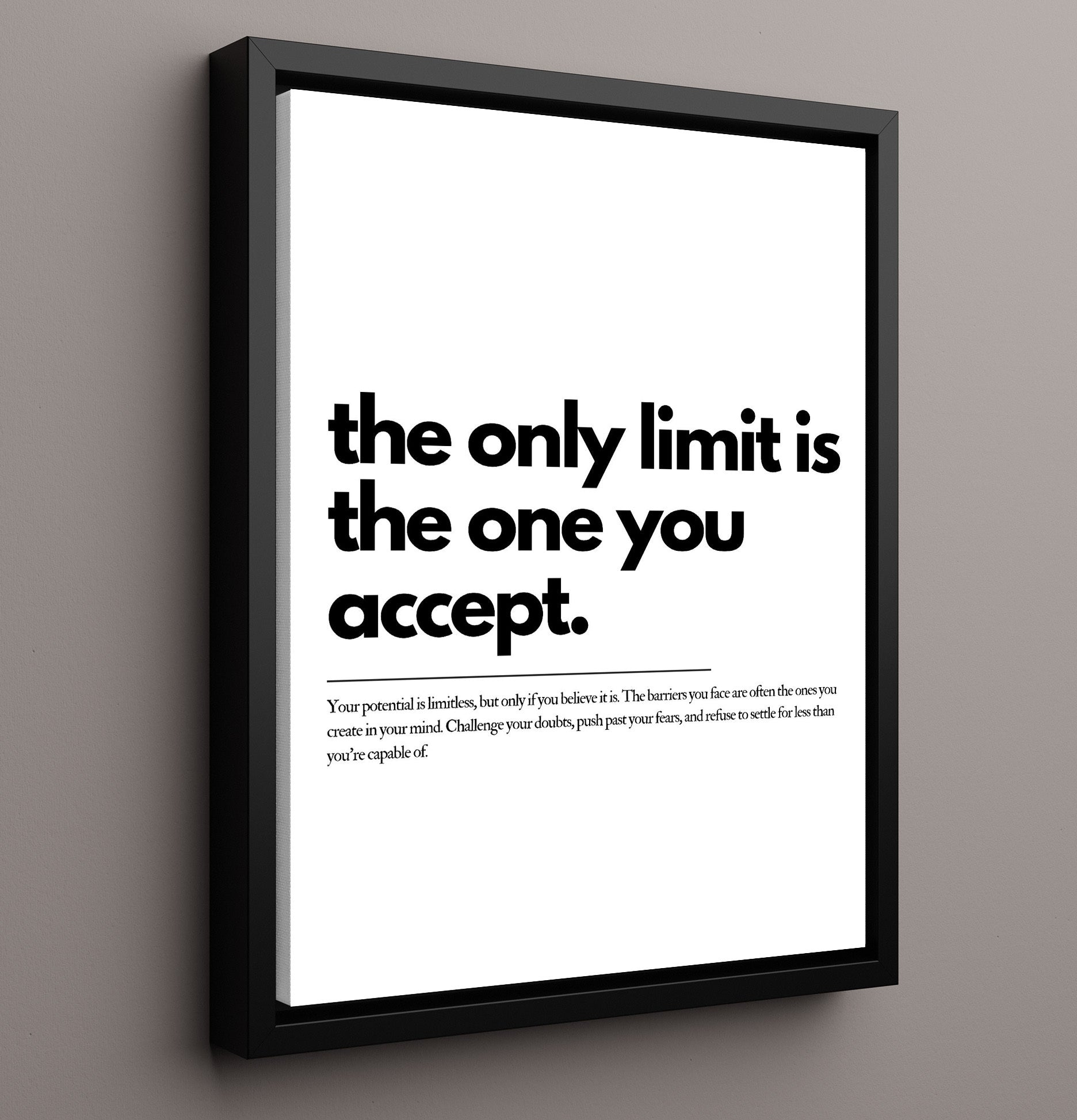 The Only Limit Is the One You Accept Vintage Wall Art 16x20 Framed Canvas motivational quote wall art print – Inspirational Quote Wall Art decor