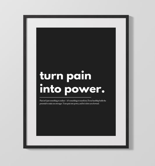Turn Pain Into Power Vintage Wall Art 16x20 Gallery Framed Artwork wall art print – vintage decor