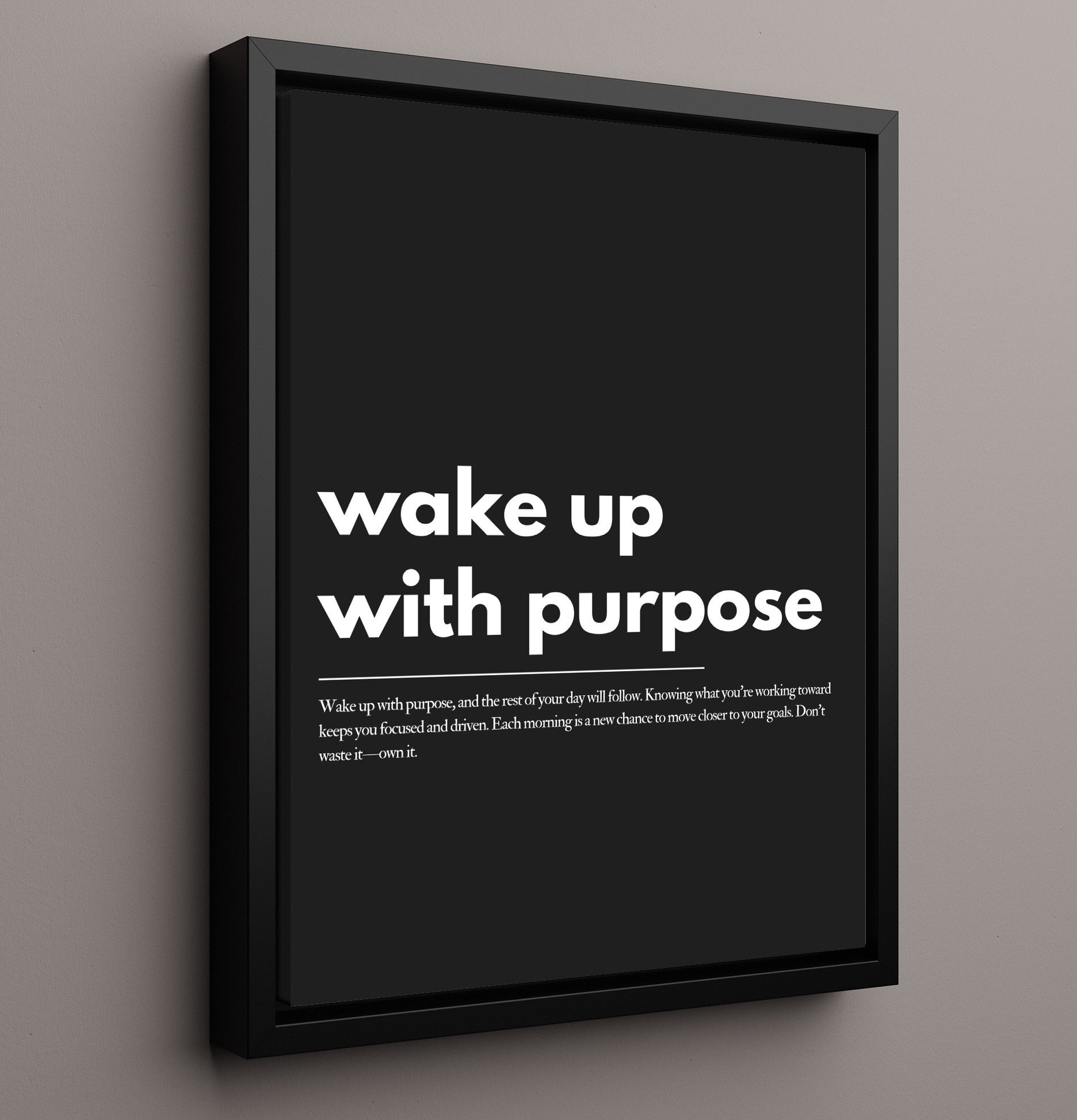 Wake Up with Purpose Vintage Wall Art 16x20 Framed Canvas motivational quote wall art print – Inspirational Quote Wall Art decor