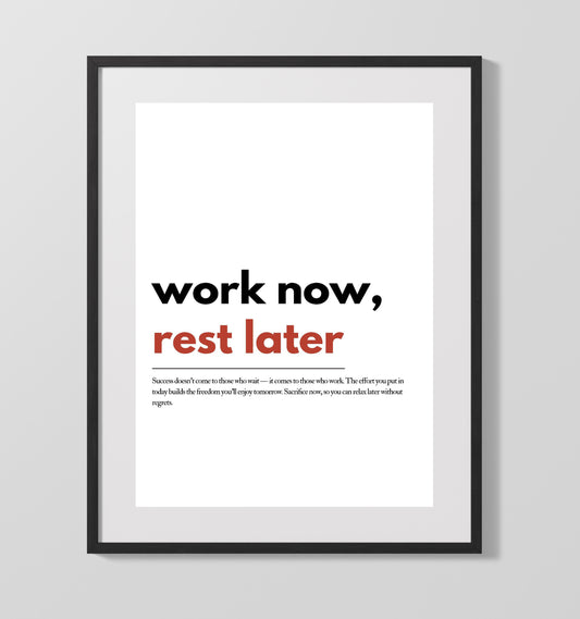 Work Now Rest Later Vintage Wall Art 16x20 Gallery Framed Artwork wall art print – vintage decor