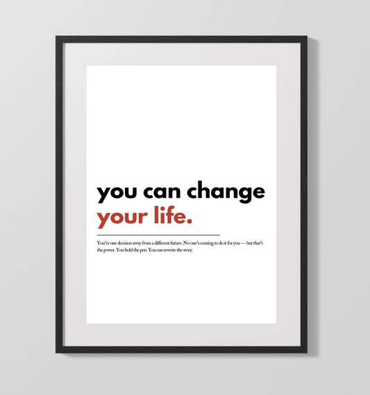You Can Change Your Life Vintage Wall Art 16x20 Gallery Framed Artwork wall art print – vintage decor