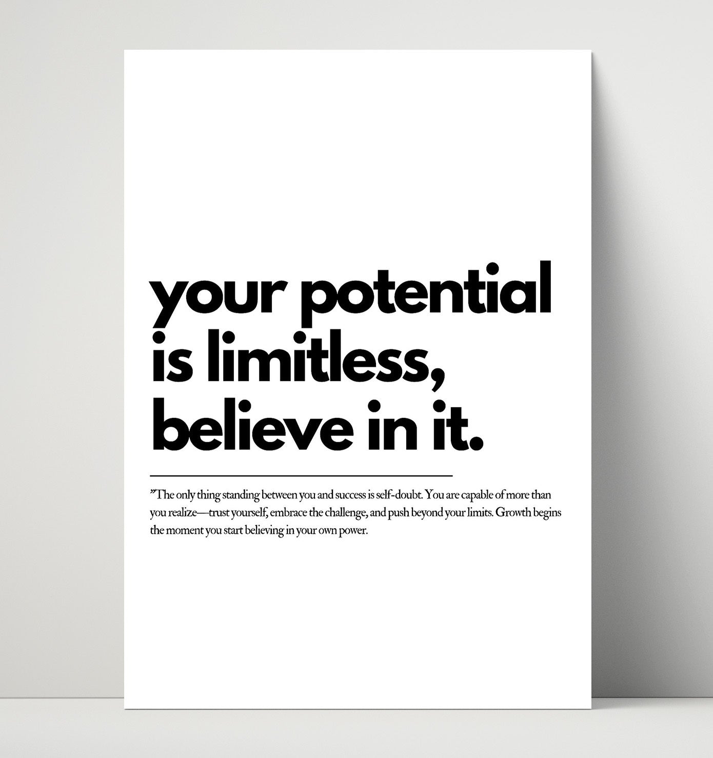 Your Potential Is Limitless Believe in It Vintage Wall Art 16x20 Unframed Print motivational quote wall art print – Inspirational Quote Wall Art decor