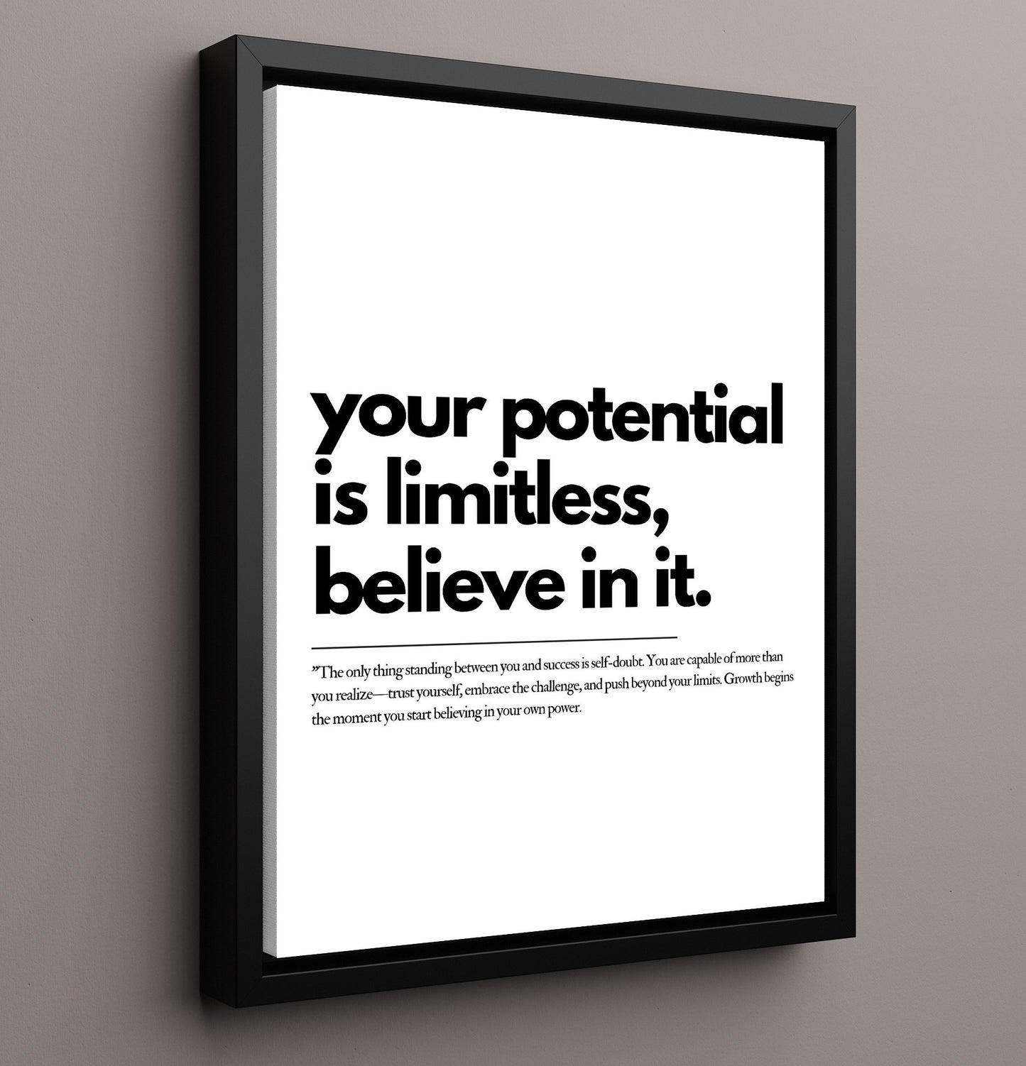 Your Potential Is Limitless Believe in It Vintage Wall Art 16x20 Framed Canvas motivational quote wall art print – Inspirational Quote Wall Art decor