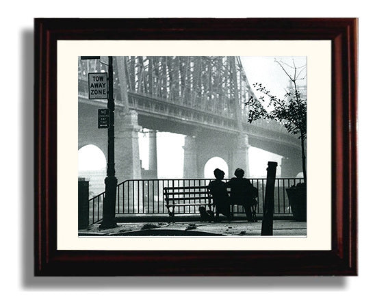 Manhattan - Woody Allen - Bench-side musings under the bridge Vintage Movie Wall Art - 8x10 Beveled Frame movie decor