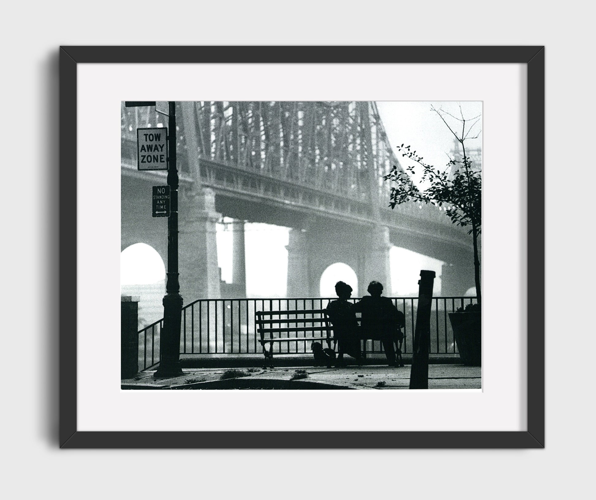 Manhattan - Woody Allen - Bench-side musings under the bridge movie wall art 16x20 Gallery Frame