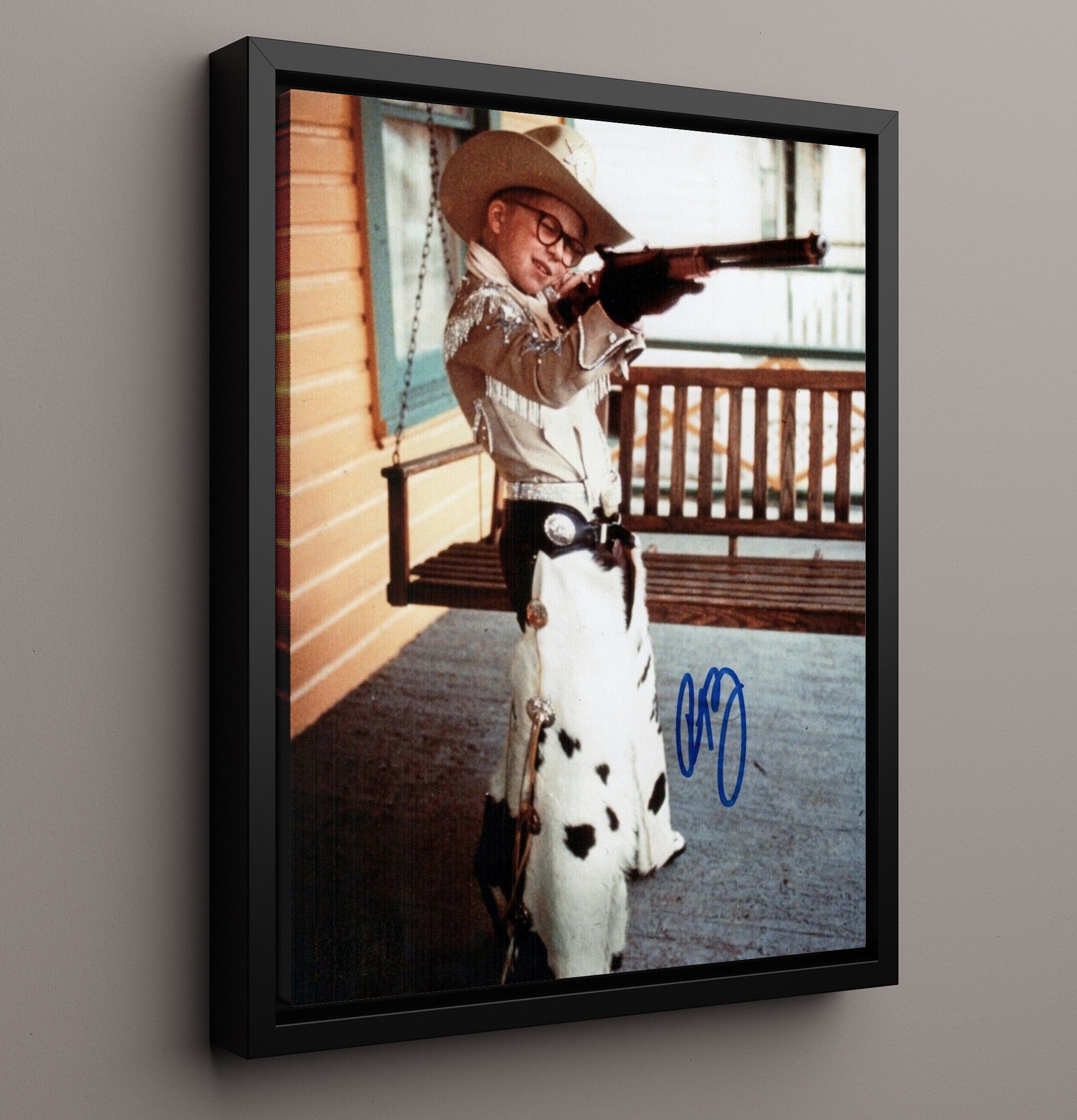 A Christmas Story - Peter Billingsley Ralphie Cowboy BB Gun Kid movie wall art 16x20 Framed Canvas