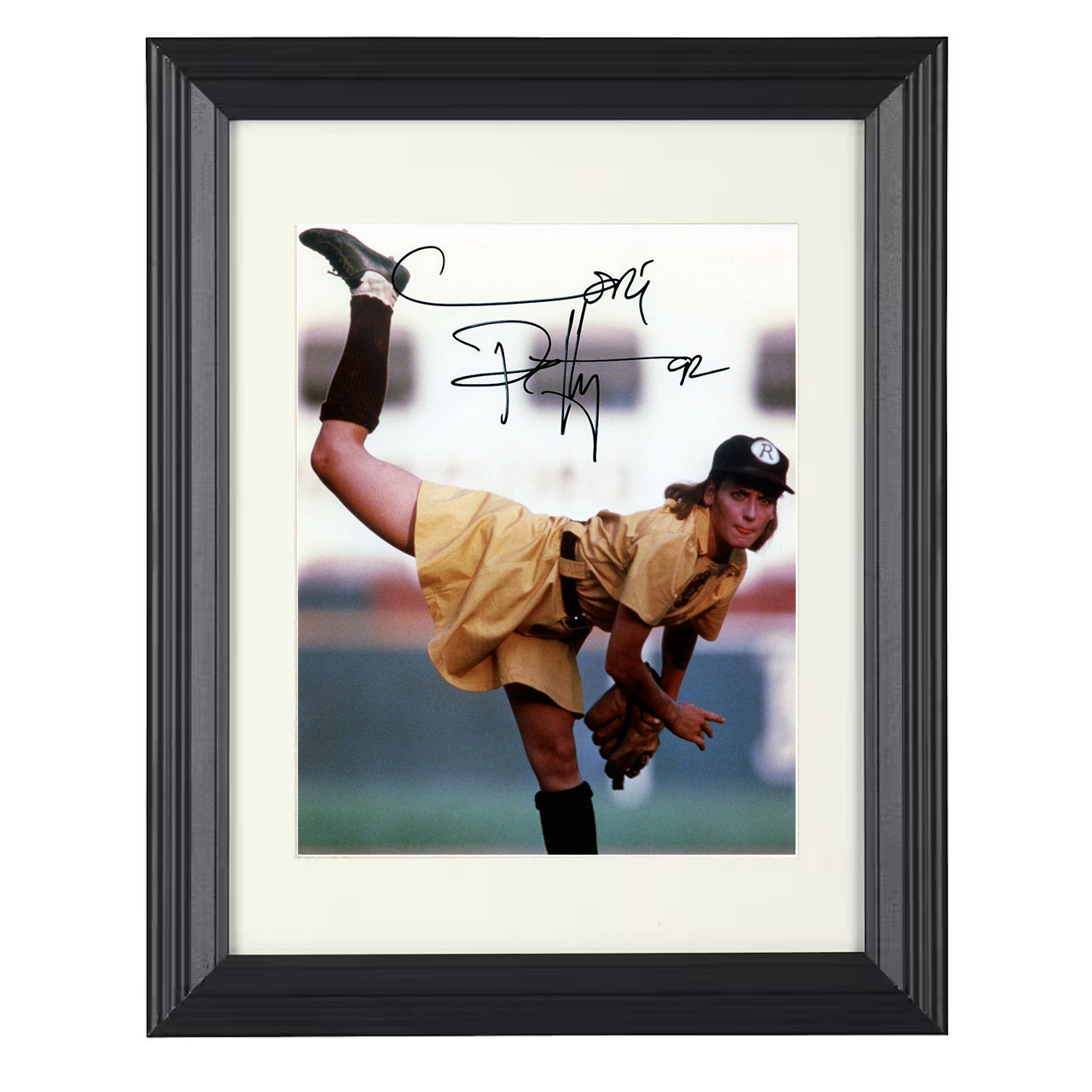 A League of Their Own – Lori Petty Windup Scene – 8x10 black beveled framed movie wall art