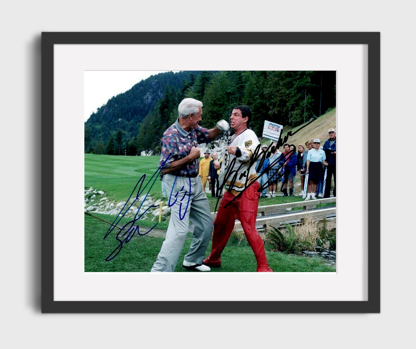 Adam Sandler and Bob Barker - Happy Gilmore - Fairway Fight Club Vintage Movie Wall Art - 16x20 Gallery Frame movie decor