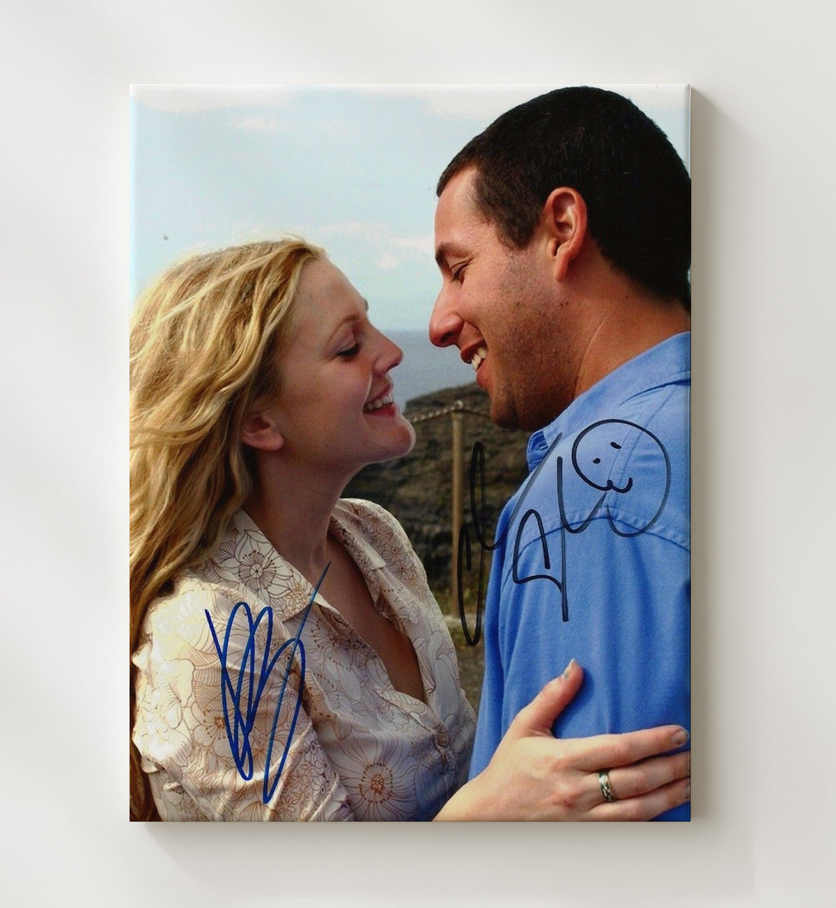 Adam Sandler and Drew Barrymore - The Wedding Singer Romantic Close-Up movie wall art 8x10 Beveled Frame