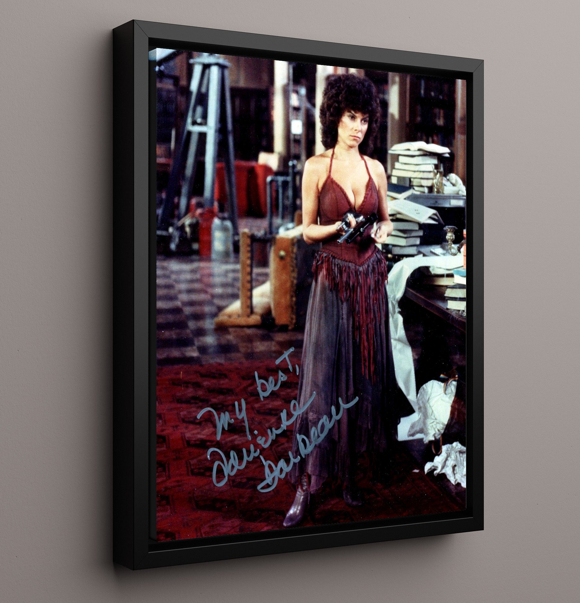 Adrienne Barbeau - Swamp Thing Alice Cable Gun Scene Vintage Movie Wall Art - 16x20 Framed Canvas movie decor