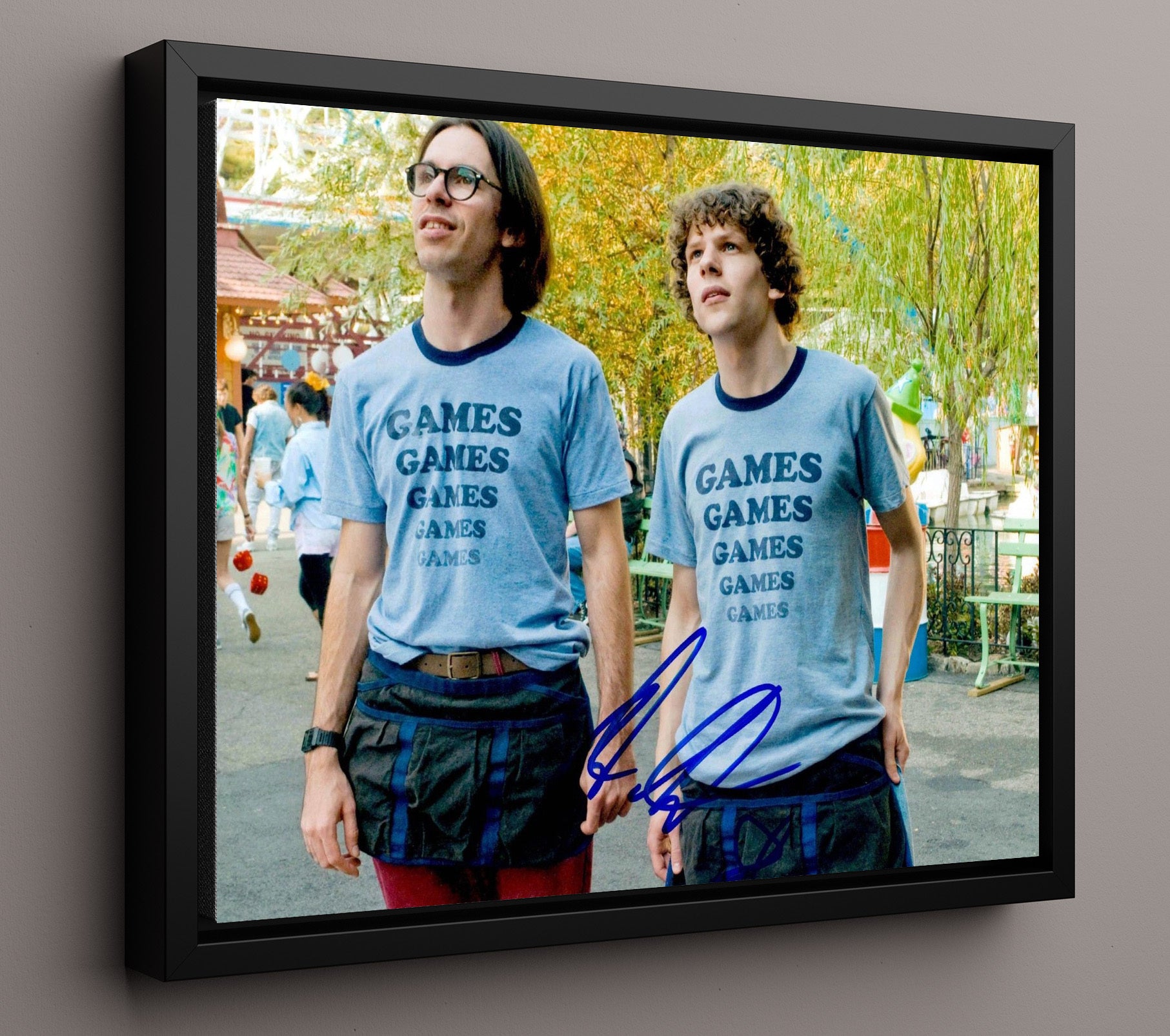 Adventureland - Martin Starr - Joel - Games shirt theme park uniform Vintage Movie Wall Art - 16x20 Framed Canvas movie decor
