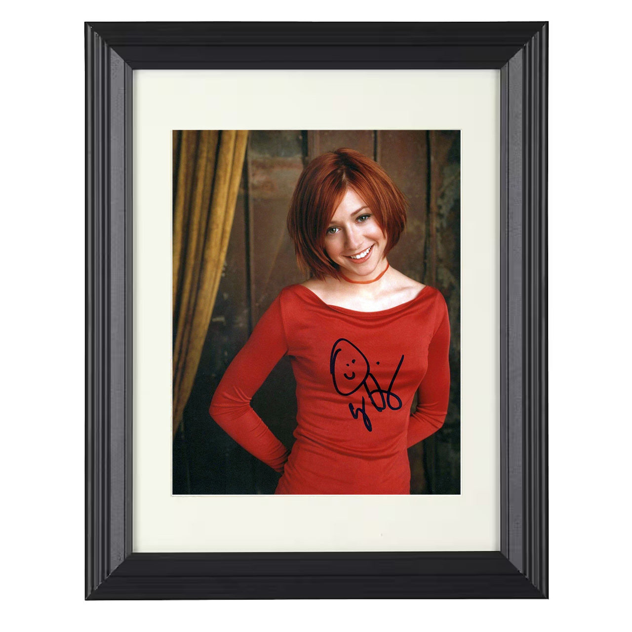 Alyson Hannigan – Red Hair Promo Image – 8x10 black beveled framed movie wall art