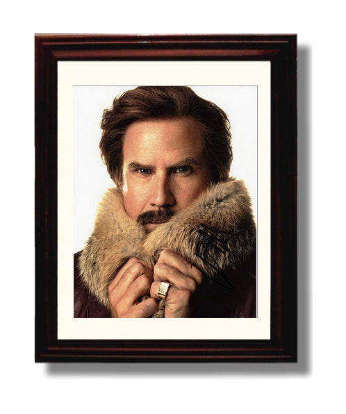 Anchorman - Will Ferrell - Ron Burgundy - Fur Coat News Pose movie wall art 8x10 Beveled Frame