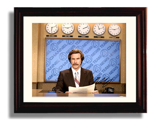 Anchorman - Will Ferrell - Ron Burgundy - News Desk Broadcast movie wall art 8x10 Beveled Frame