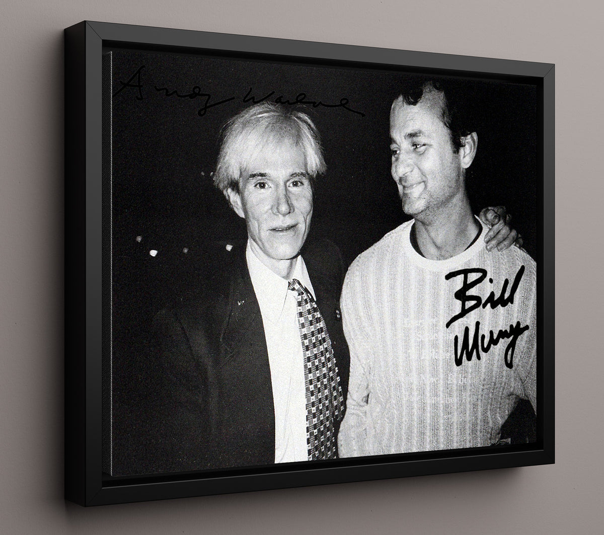 Andy Warhol and Bill Murray - Photograph - Pop Art Meets Comedy movie wall art 16x20 Framed Canvas