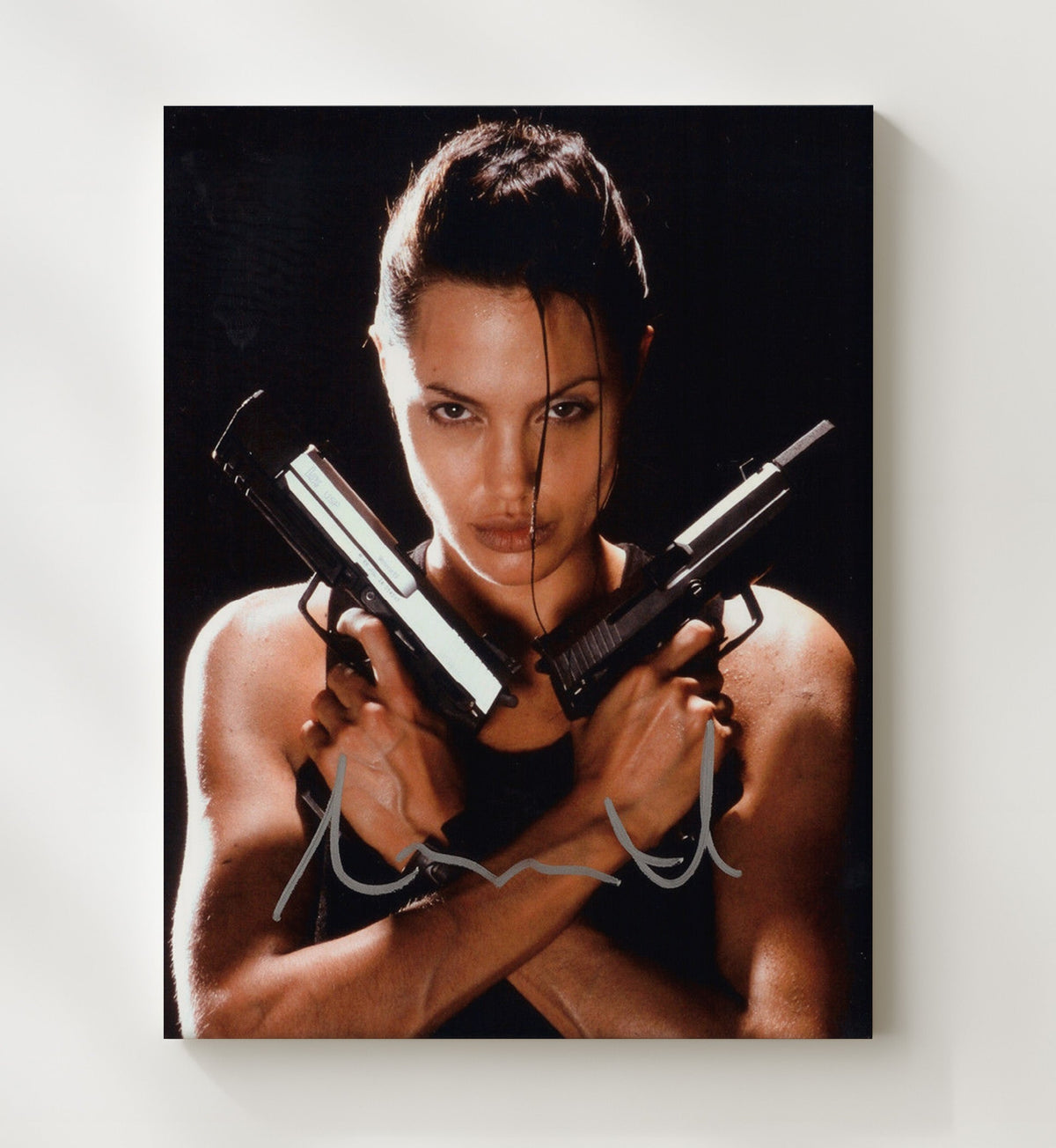 Angelina Jolie - Black-and-White Smoking Photograph movie wall art 8x10 Beveled Frame