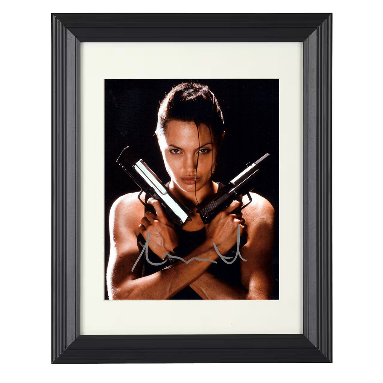 Angelina Jolie – Monochrome Smoking Image – 8x10 black beveled framed movie wall art