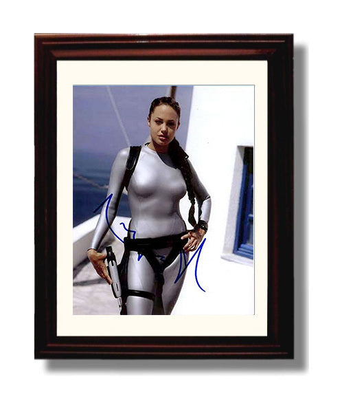 Angelina Jolie - Tomb Raider Lara Croft Silver Suit Action Pose movie wall art 8x10 Beveled Frame