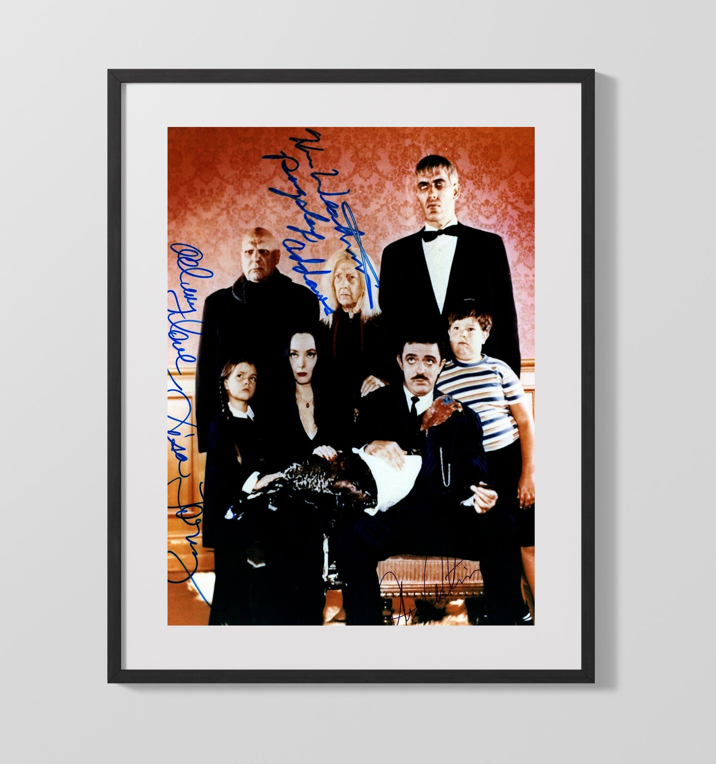 Anjelica Huston Raul Julia Christopher Lloyd and Christina Ricci - The Addams Family Cast Photograph movie wall art 16x20 Gallery Frame