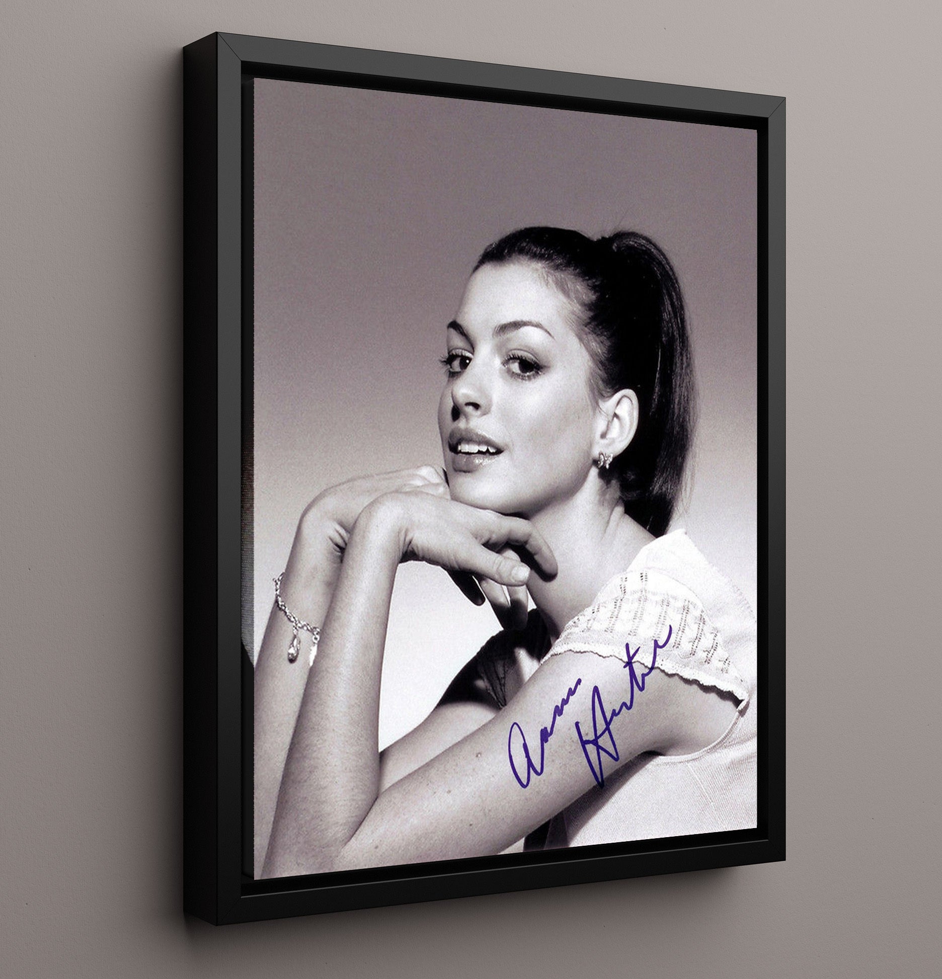Anne Hathaway - Glamour Studio Photograph movie wall art 16x20 Framed Canvas