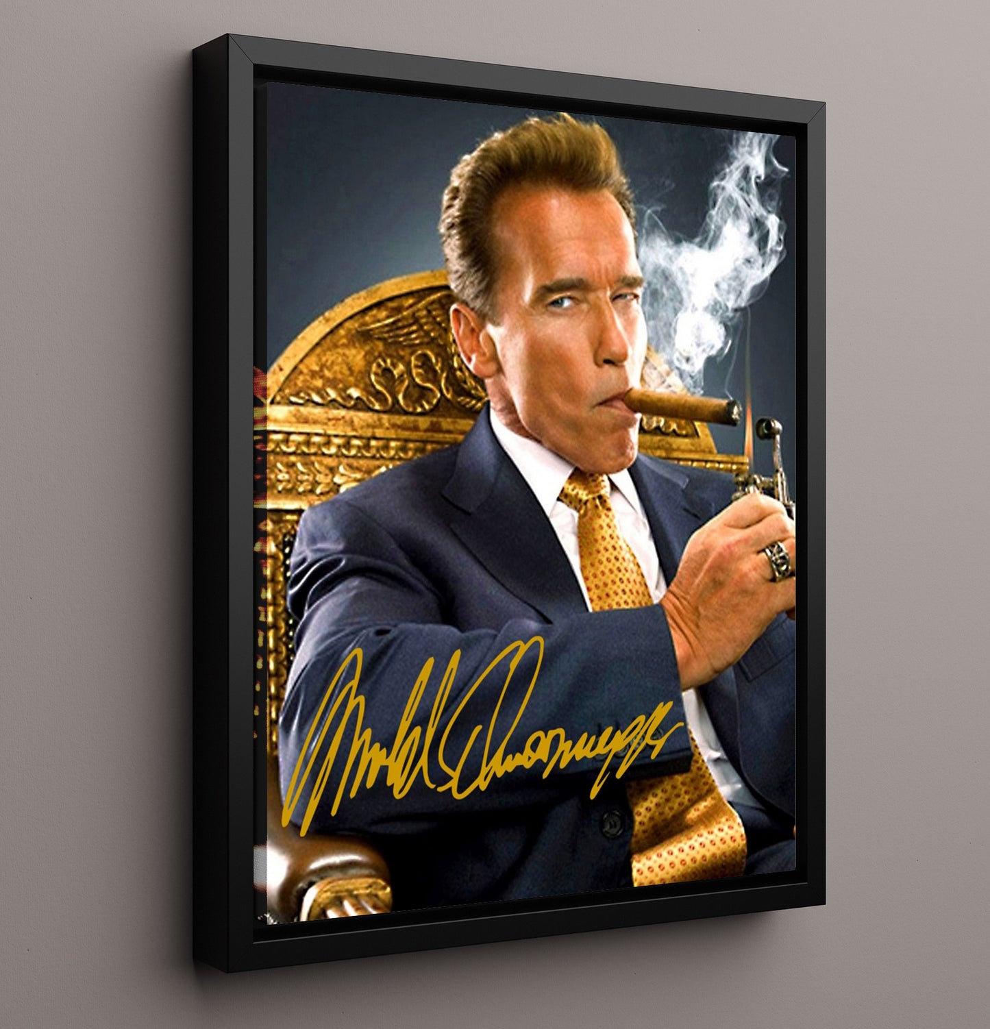Arnold Schwarzenegger - Terminator Black Jacket Vintage Movie Wall Art - 16x20 Framed Canvas movie decor