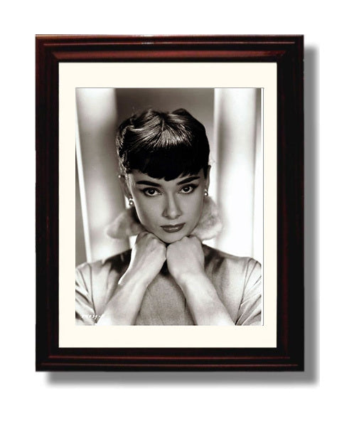 Audrey Hepburn - Breakfast at Tiffany's Hands Under Chin movie wall art 8x10 Beveled Frame