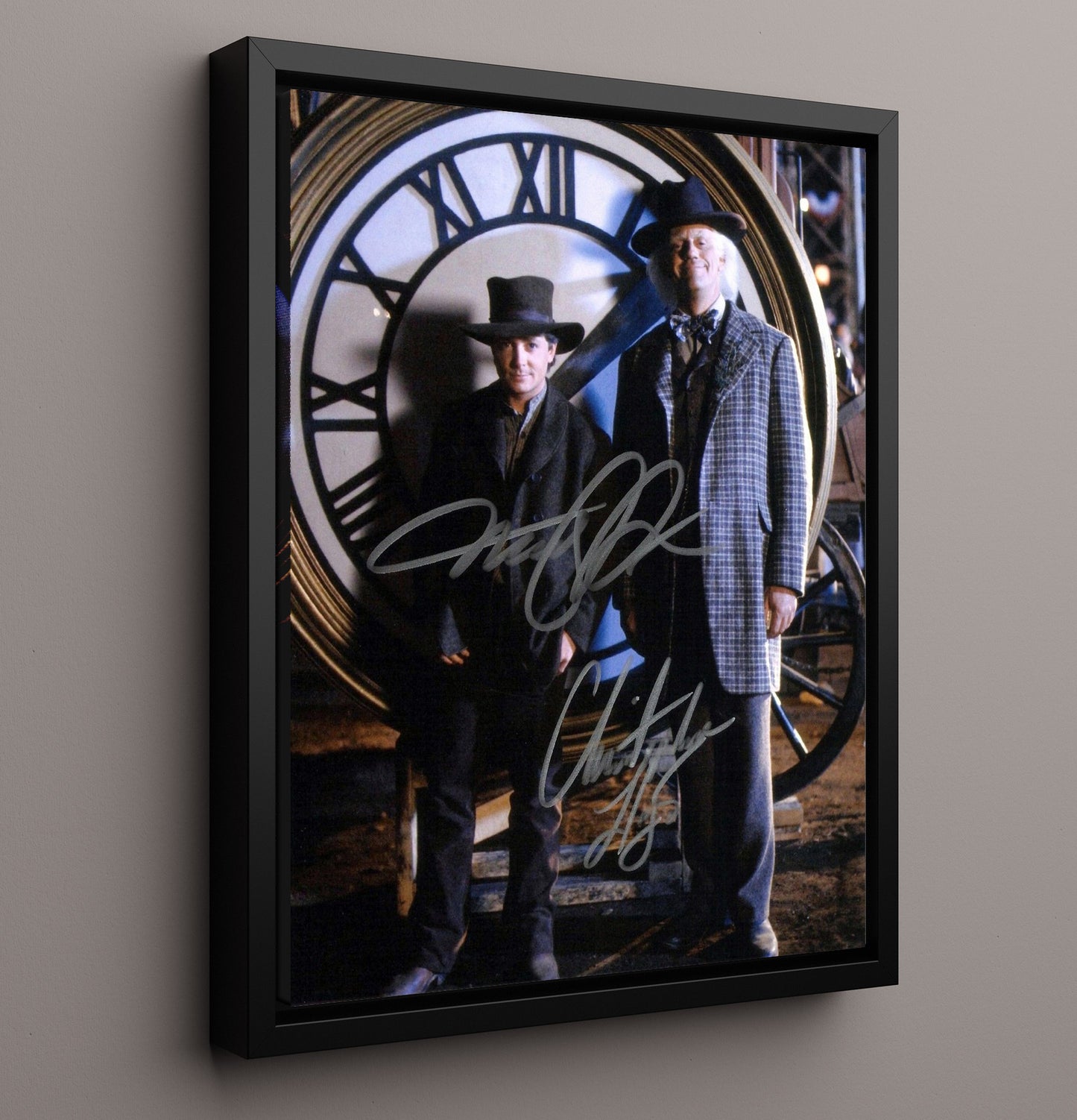 Back to the Future - Michael J Fox Christopher Lloyd Time Travel Duo Vintage Movie Wall Art - 16x20 Framed Canvas movie decor