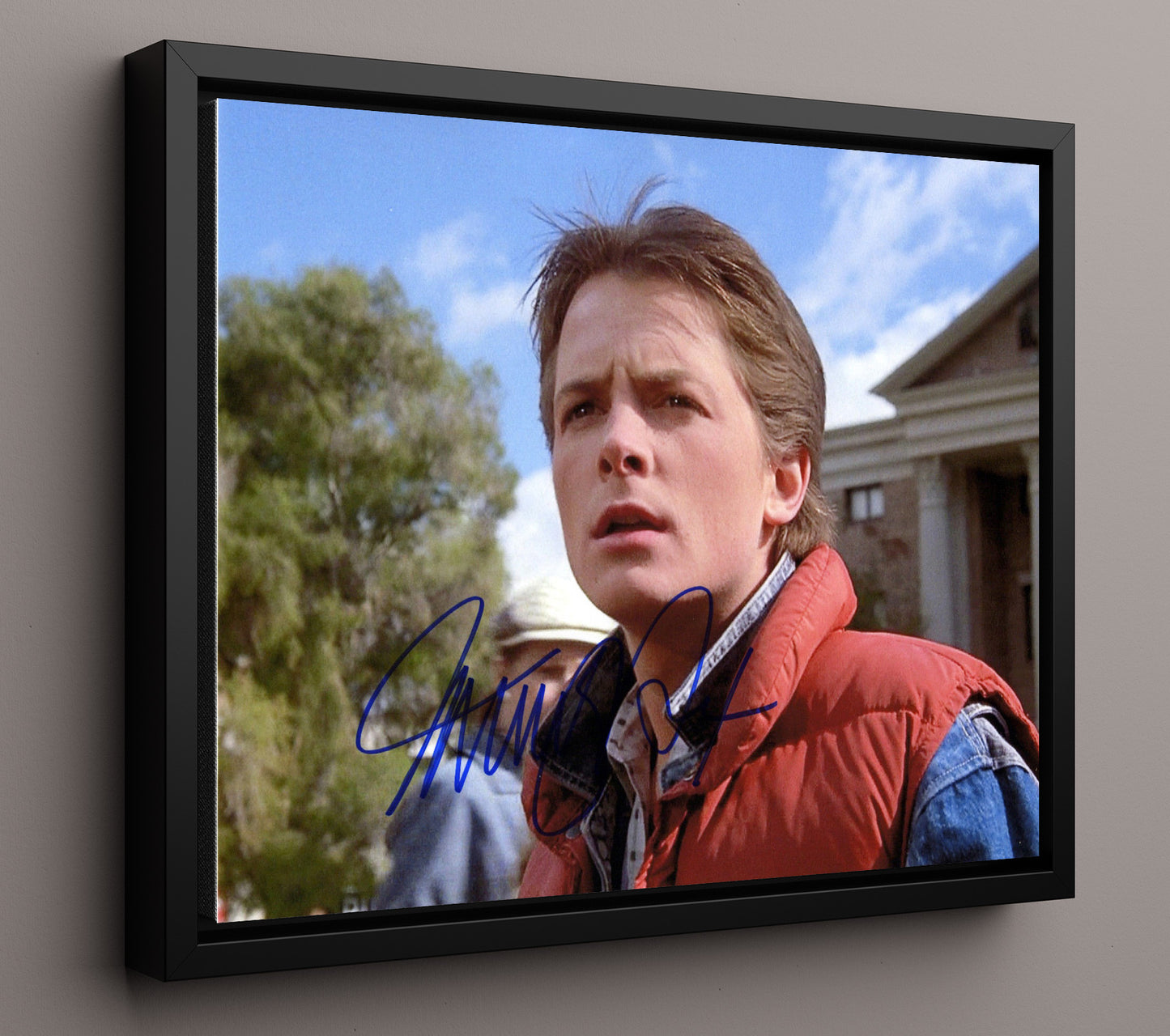 Back to the Future - Michael J Fox - Marty McFly - Red vest Vintage Movie Wall Art - 16x20 Framed Canvas movie decor