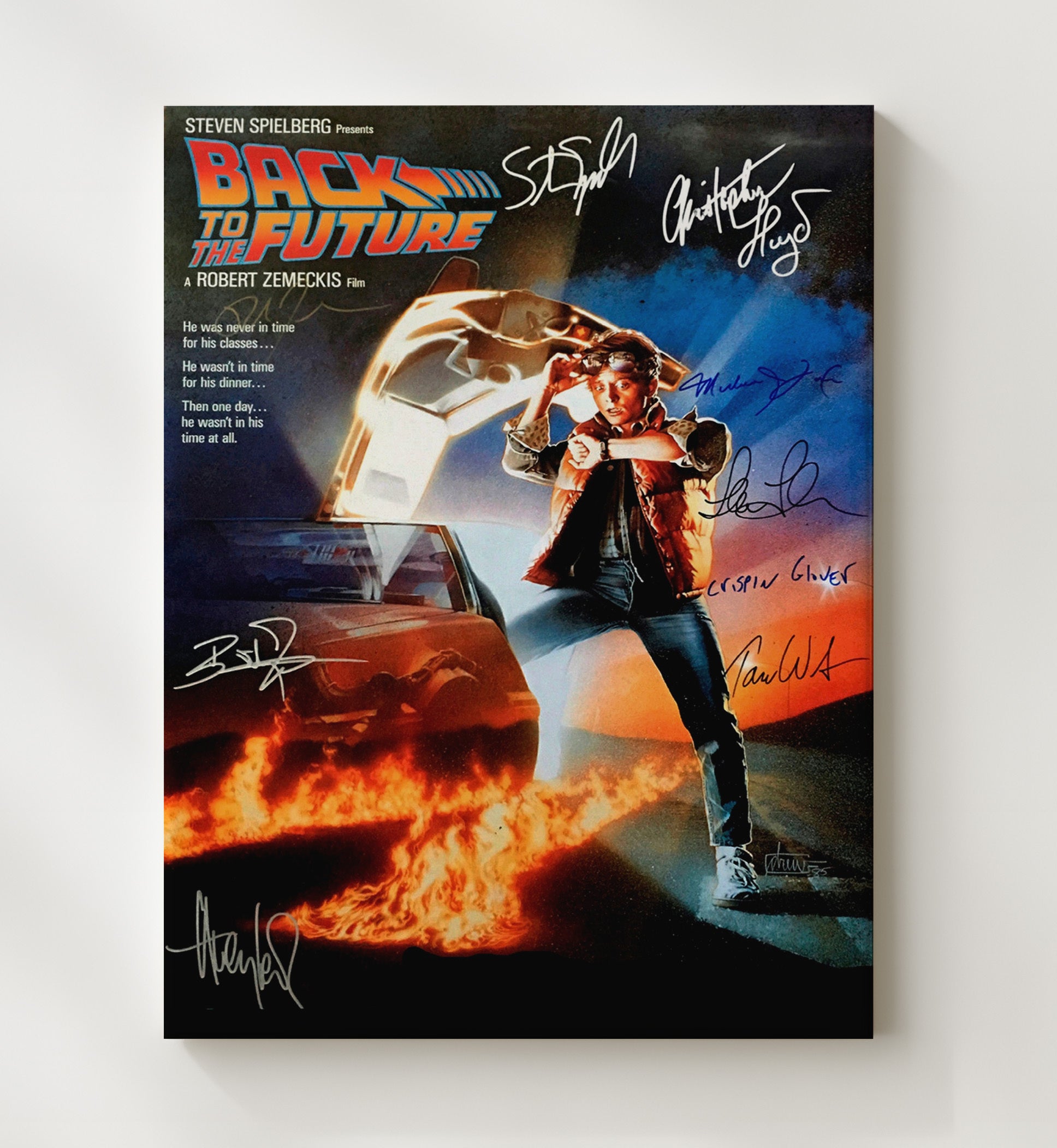 Back to the Future - Time Machine Cast Vintage Movie Wall Art - 20x24 Canvas movie decor