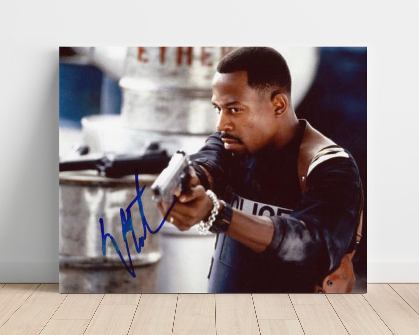 Bad Boys - Martin Lawrence - Marcus Burnett - Pistol raised tense pursuit moment movie wall art 16x20 Unframed Print
