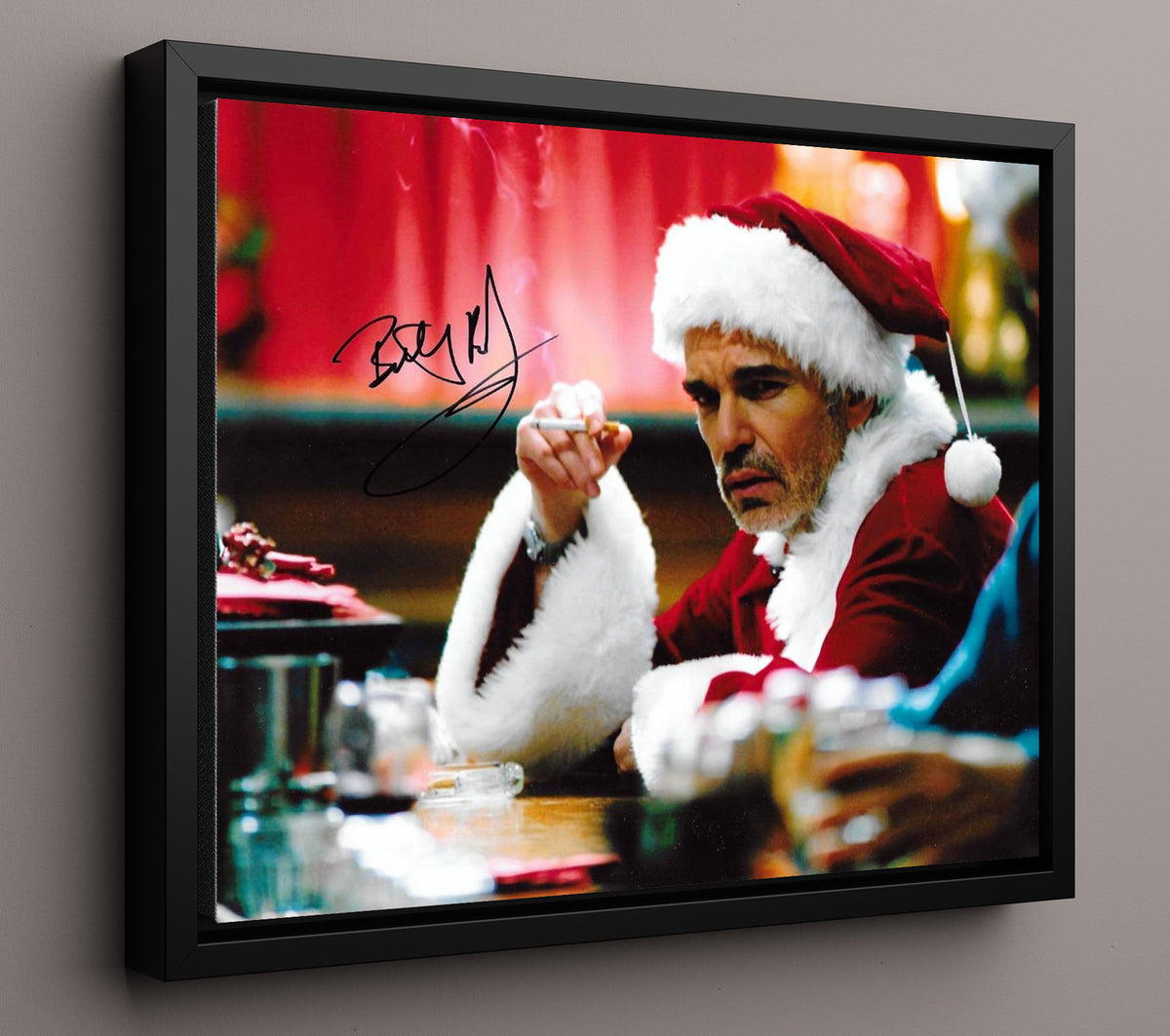 Bad Santa - Billy Bob Thornton - Willie T. Soke - Barstool drunk stare movie wall art 16x20 Framed Canvas
