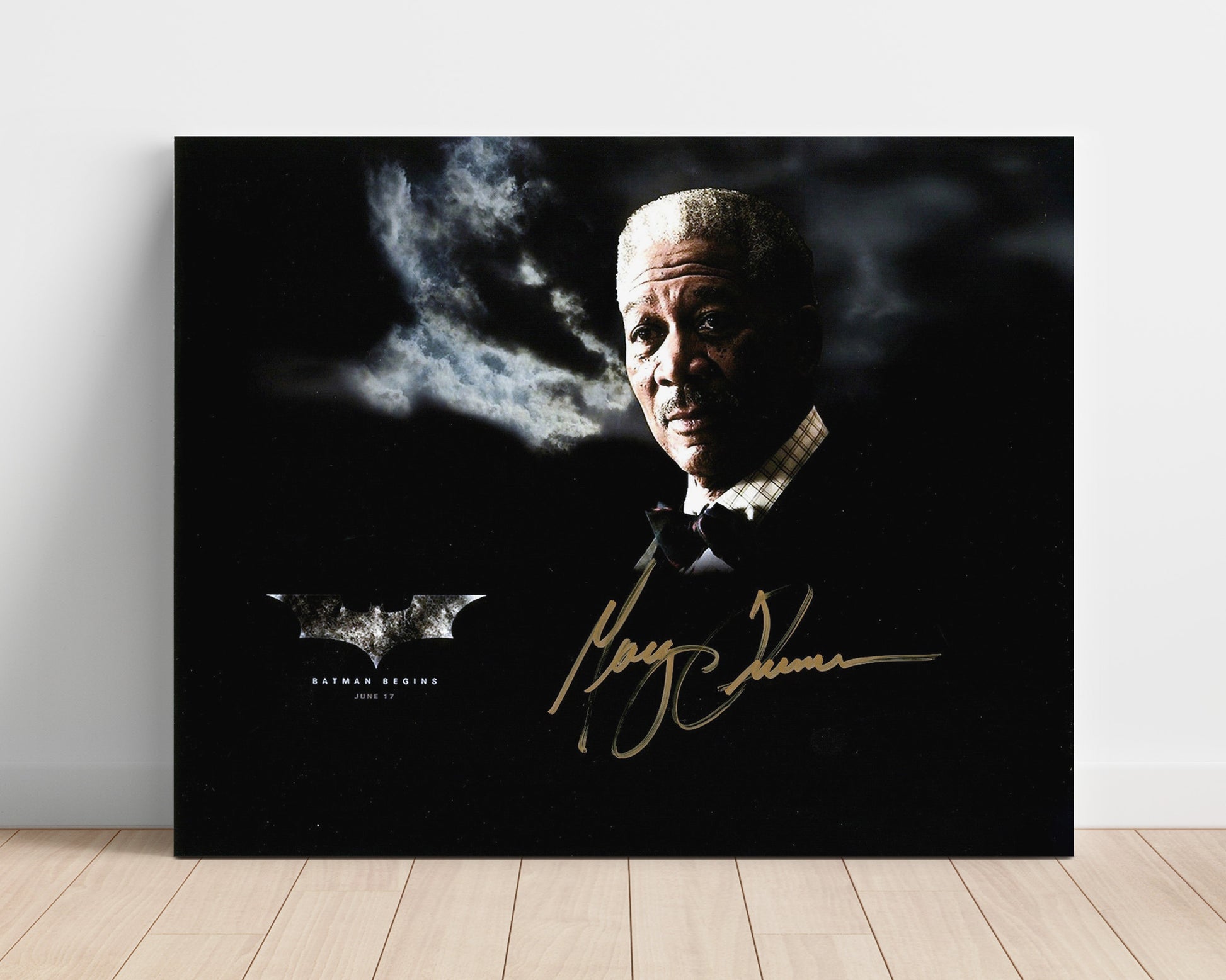 Batman Begins - Morgan Freeman - Lucius Fox - Suit and bow tie with smoke Vintage Movie Wall Art - 16x20 Unframed Print movie decor