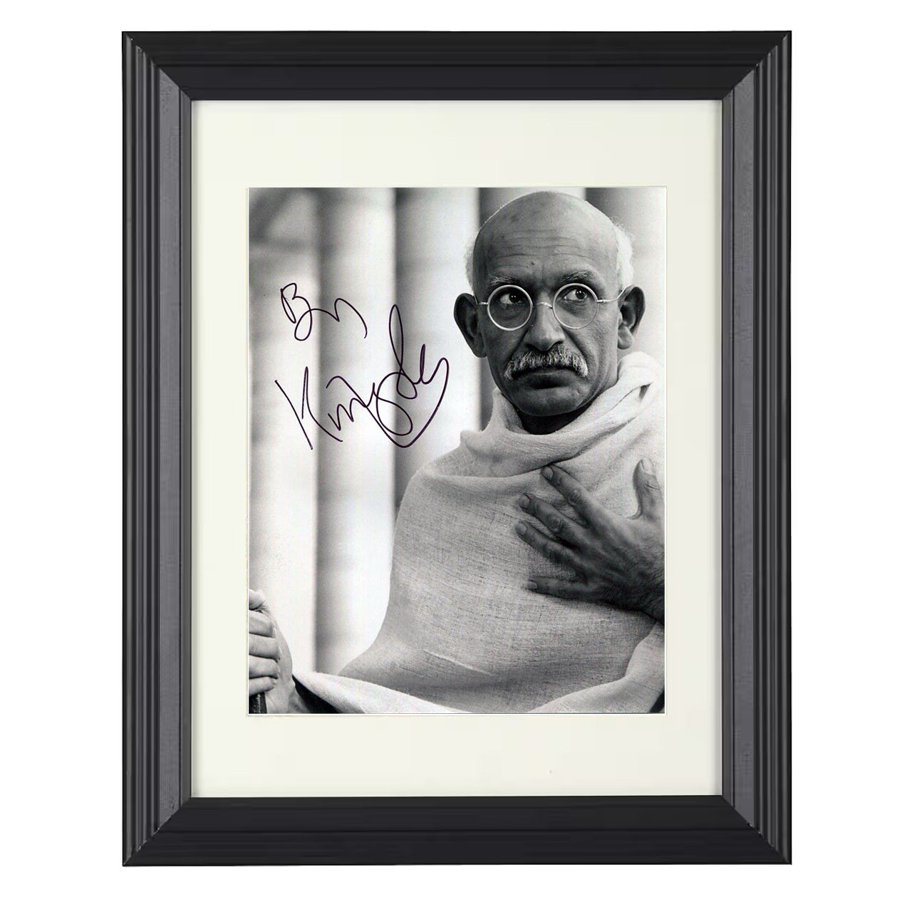 Ben Kingsley – Gandhi Mahatma Gandhi Leadership – 8x10 black beveled framed movie wall art