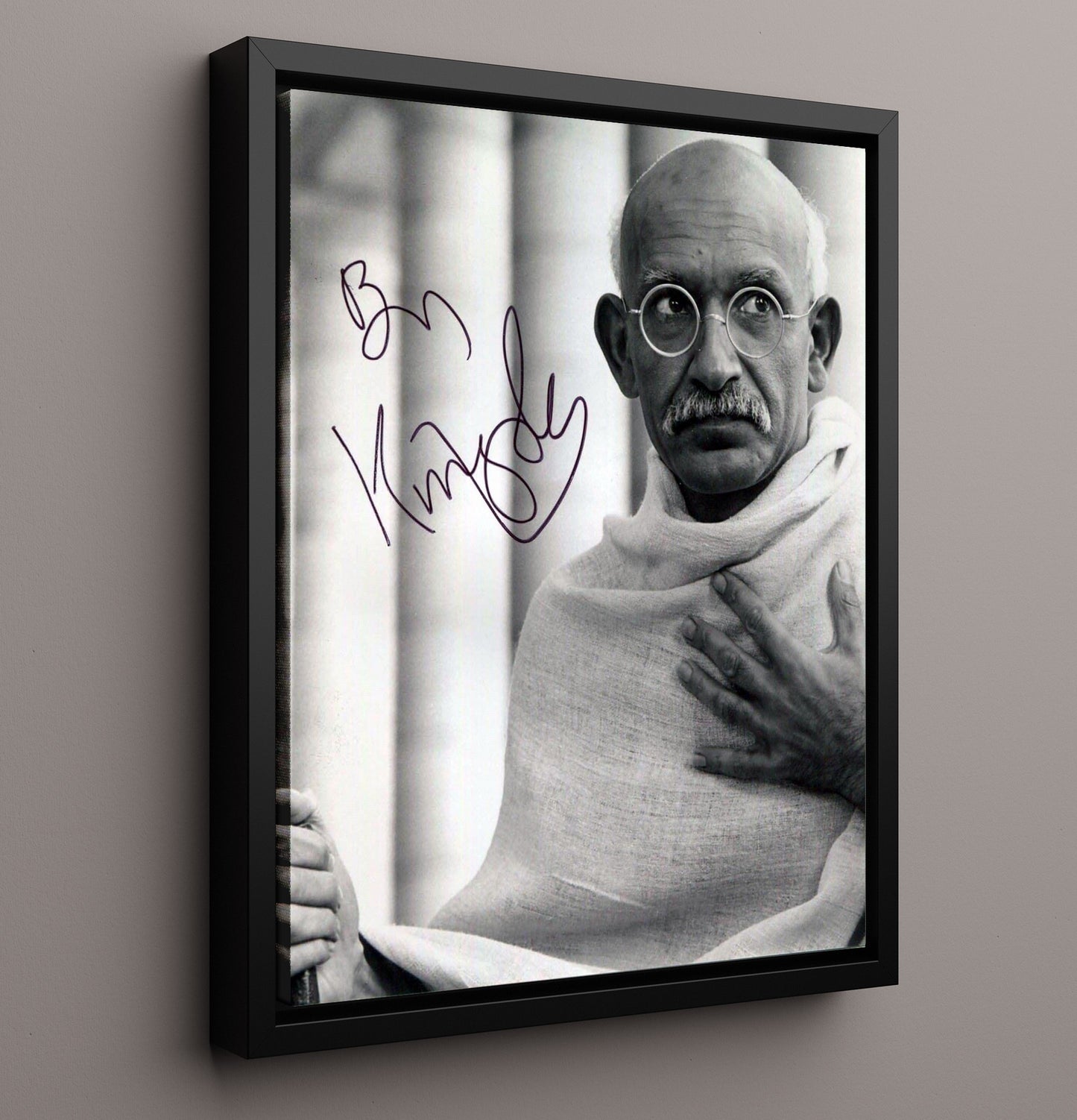 Ben Kingsley - Gandhi Mahatma Gandhi Leadership Vintage Movie Wall Art - 16x20 Framed Canvas movie decor