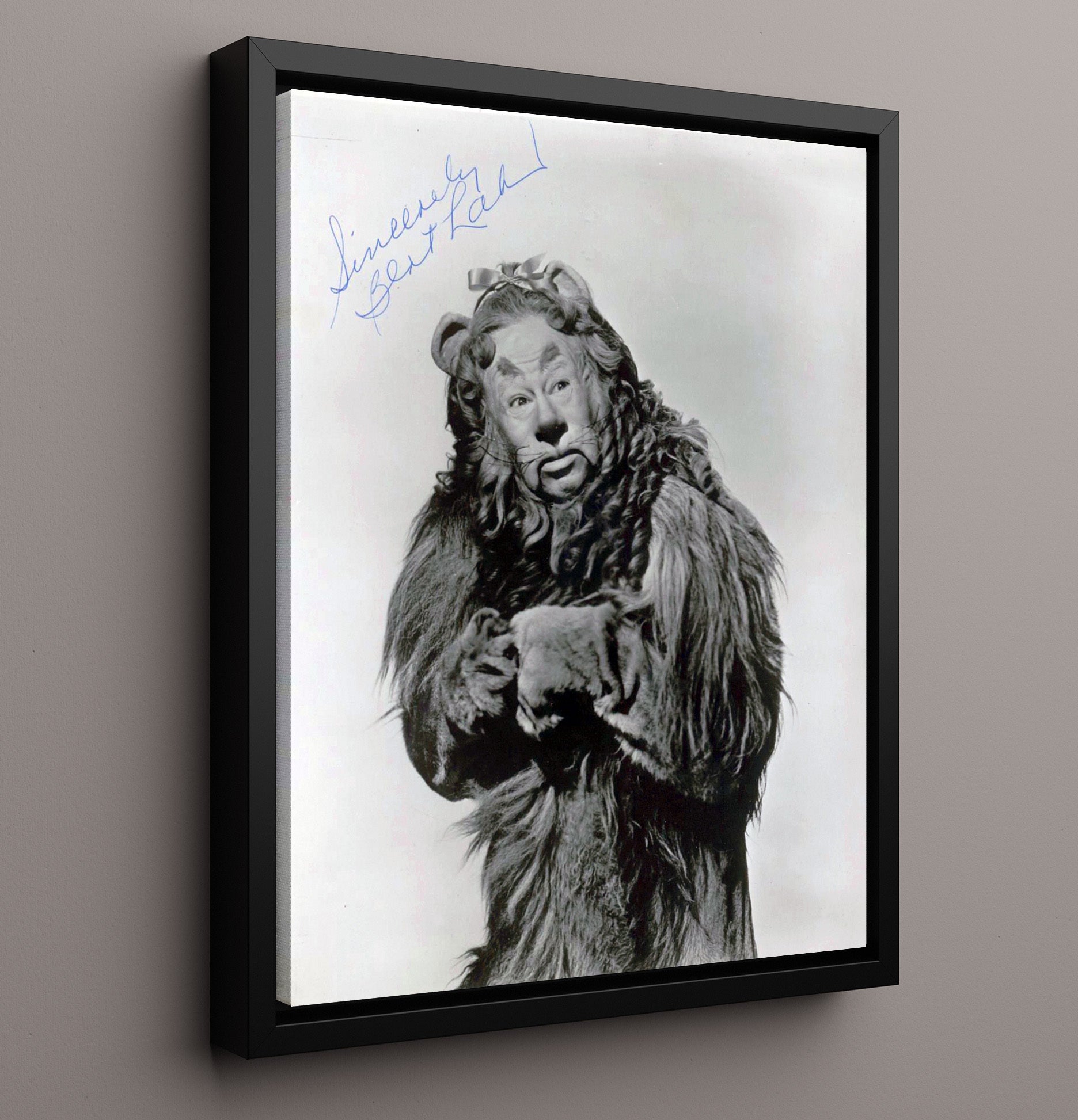 Bert Lahr - The Wizard of Oz Cowardly Lion Costume Vintage Movie Wall Art - 16x20 Framed Canvas movie decor