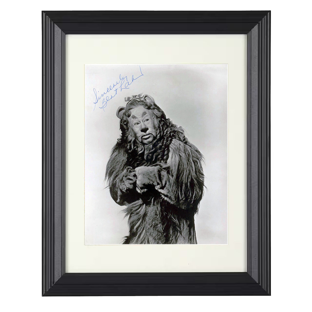 Bert Lahr – The Wizard of Oz Cowardly Lion Costume – 8x10 black beveled framed movie wall art