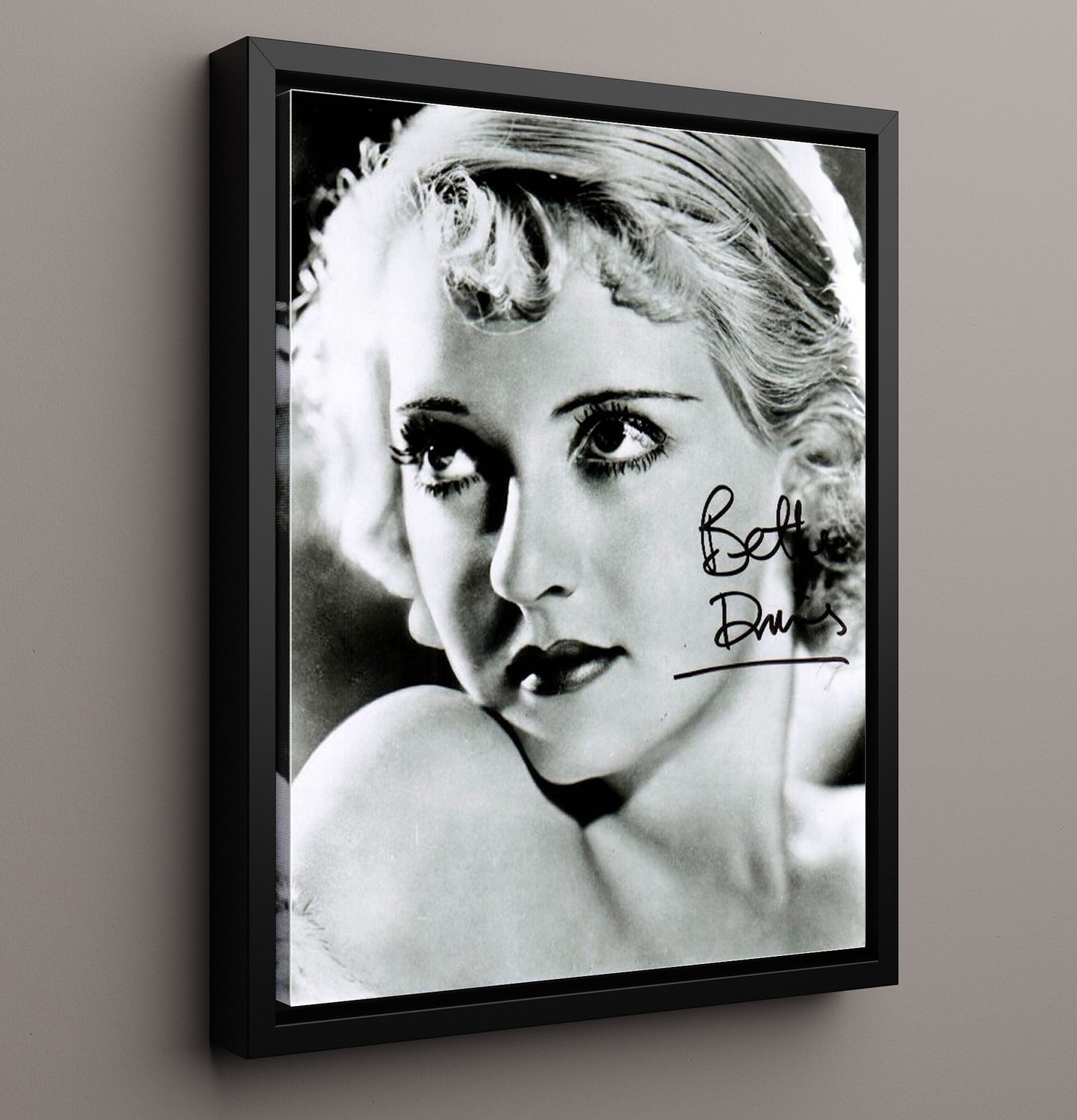 Bette Davis - Classic Hollywood Dramatic Studio Close-Up Vintage Movie Wall Art - 16x20 Framed Canvas movie decor