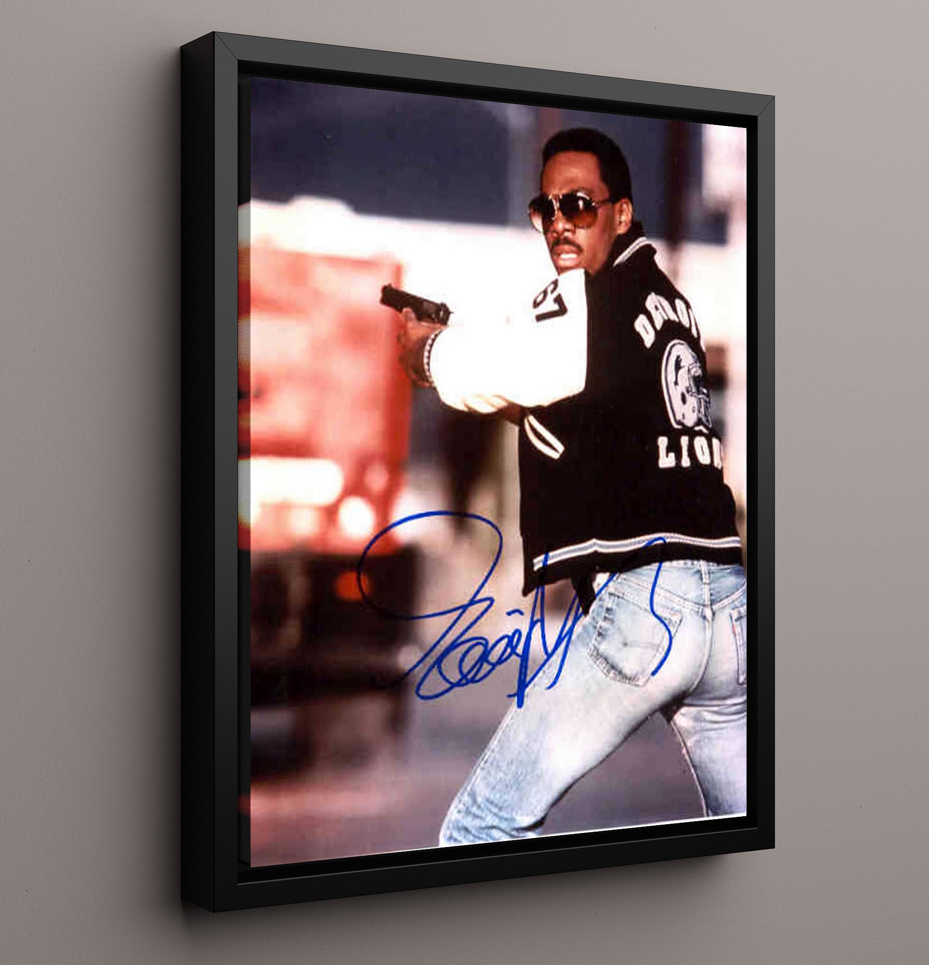 Beverly Hills Cop - Eddie Murphy - Axel Foley - Detroit Cop Showdown movie wall art 16x20 Framed Canvas