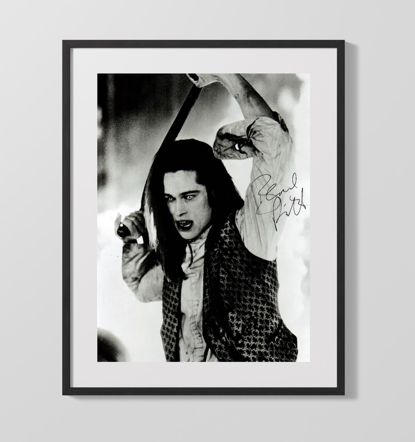 Brad Pitt - Interview with the Vampire Louis de Pointe du Lac Vampire Makeup Vintage Movie Wall Art - 16x20 Gallery Frame movie decor