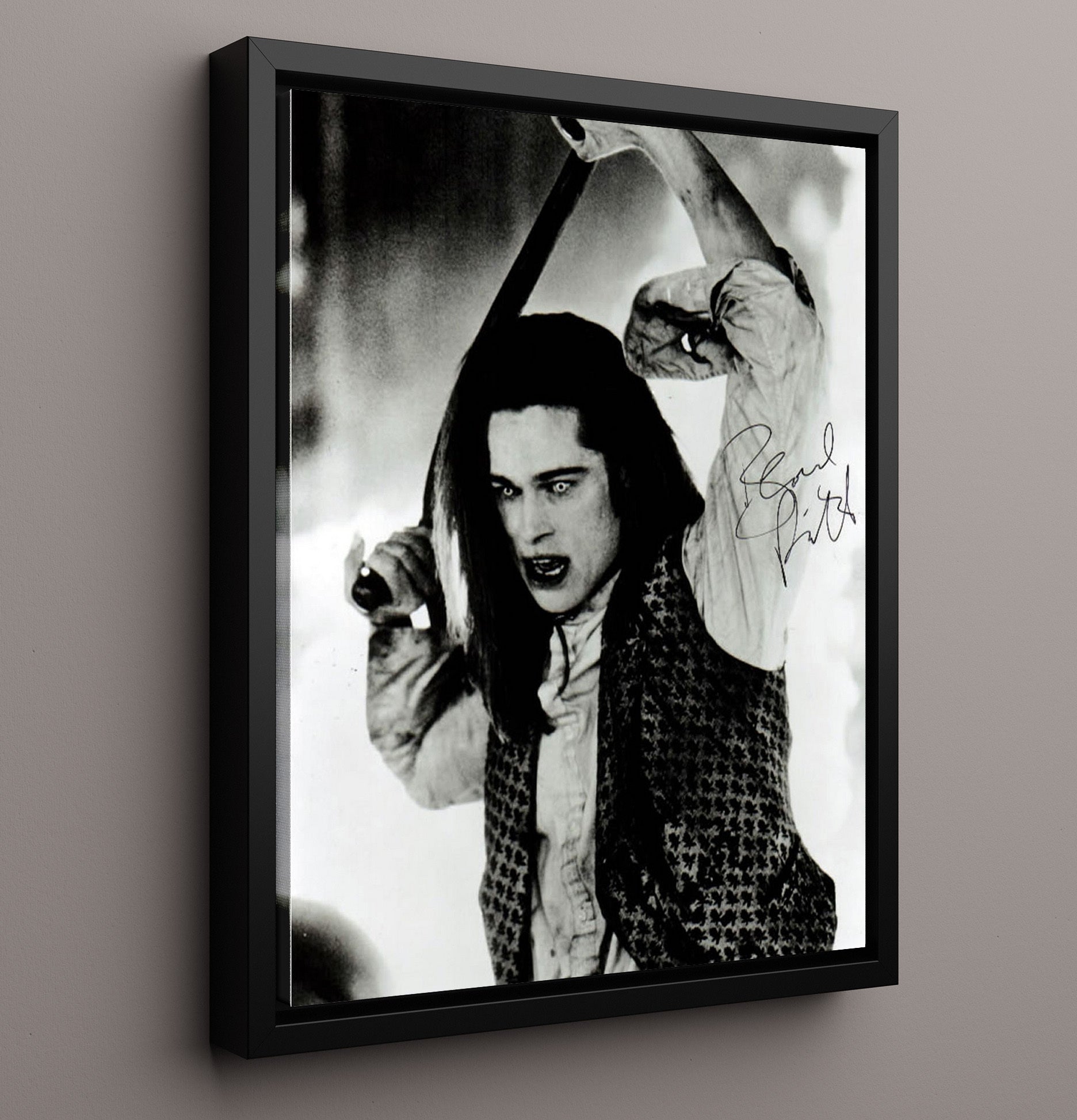 Brad Pitt - Interview with the Vampire Louis de Pointe du Lac Vampire Makeup Vintage Movie Wall Art - 16x20 Framed Canvas movie decor