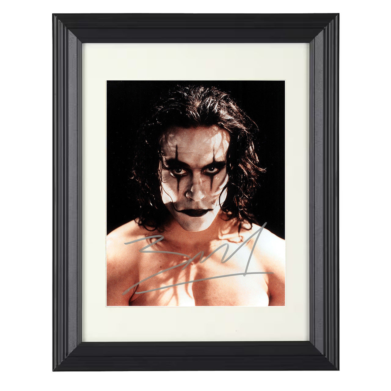 Brandon Lee – The Crow Eric Draven Gothic Makeup Closeup – 8x10 black beveled framed movie wall art
